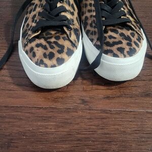 Zara Leopard Print Sneakers with Black Laces and White Soles